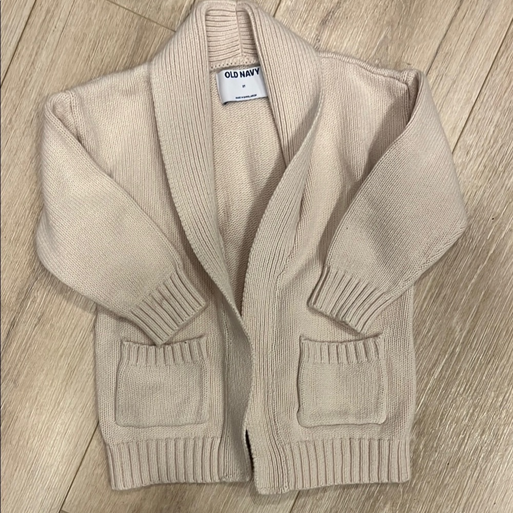 Old Navy Cream Cardigan Sweater with Shawl Collar and Chunky Knit